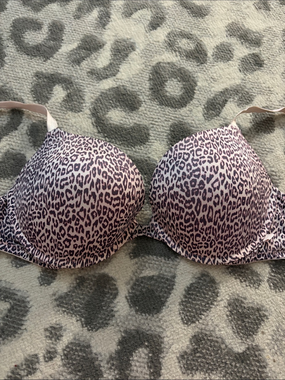 Victoria's Secret Pink and Black Leopard Print Push-Up Bra